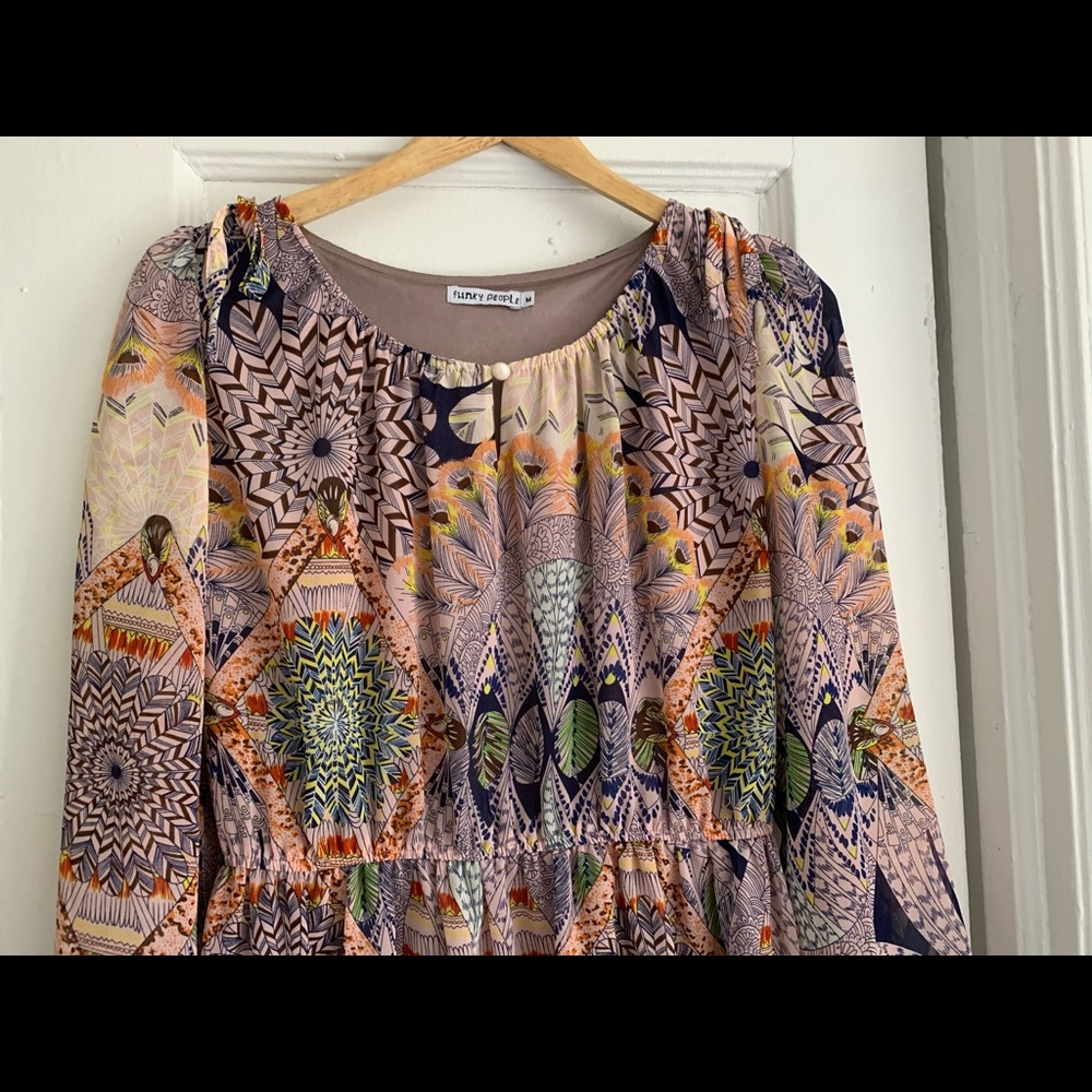 Eclectic dress with long sleeves!